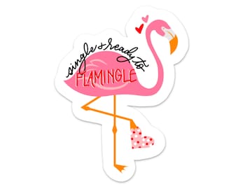 Single Bereit zum Flamingle Aufkleber | Wasserfester Vinyl-Aufkleber