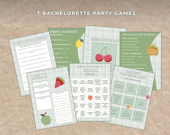 Frisch vom Markt Bachelorette Party Spiele, 5x7, Canva bearbeitbare, druckbare Vorlagen | Brautparty Spiele