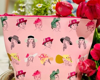 Derby Hats Vegan Leder Beutel | Kunstbedarf-Beutel | Schminktasche| Reisebeutel | Federmäppchen| Reißverschlusstasche