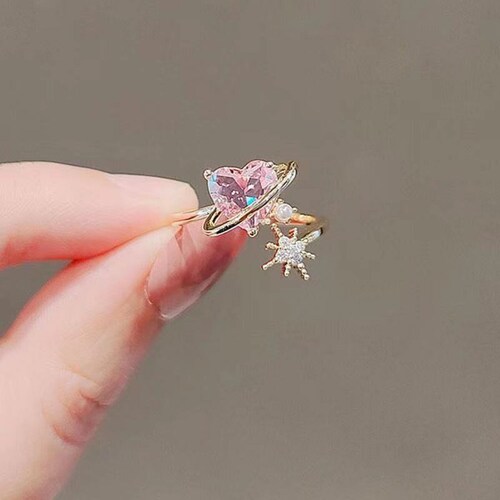 2022 Fashion Trend New Exquisite Lovely Pink Love Opening Ring Etsy