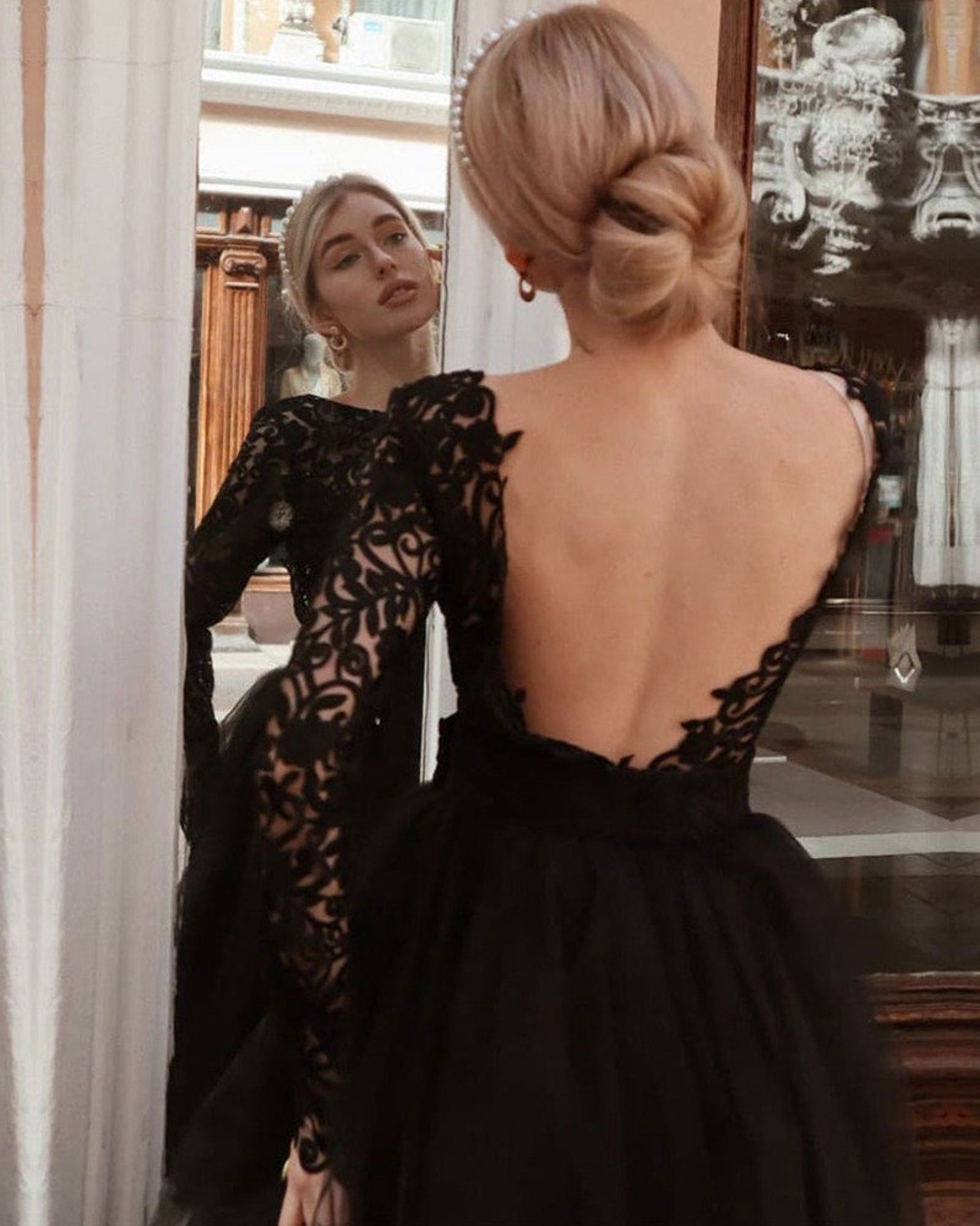 Black Lace Embroidered Dress Buy Online FOCUS By Shani — Embroidered Lace  Fit Flare Dress In