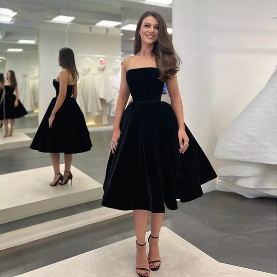 Strapless Black Girl Graduation Dresses, A-line Prom Dresses, Newest 2023 Prom Party Dresses Strapless Black Girl Graduation Dresses, A-line Prom Dresses, Newest 2023 Prom Party Dresses