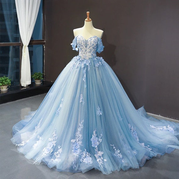 Ella Light Blue Off Shoulder Formal Dress – Beginning Boutique US