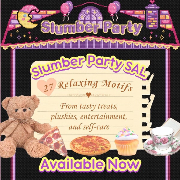 Slumber Party Stitch-Along - Mystery Motiv Set Cute SAL PDF Digital Pattern