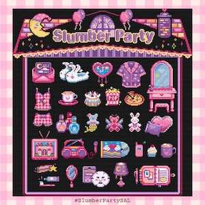 Slumber Party Stitch-Along COMPLETED - Mystery Motif Set Cute SAL PDF Digital Pattern
