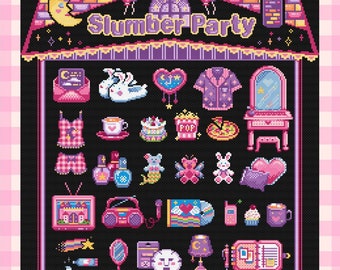 Slumber Party Stitch-Along COMPLETED - Mystery Motif Set Cute SAL PDF Digital Pattern