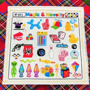 Magic & Novelty Motifs #001 - Joke Shop Cross Stitch Kitsch Nostalgia PDF Digital Pattern Keeper Printable Modern Sampler
