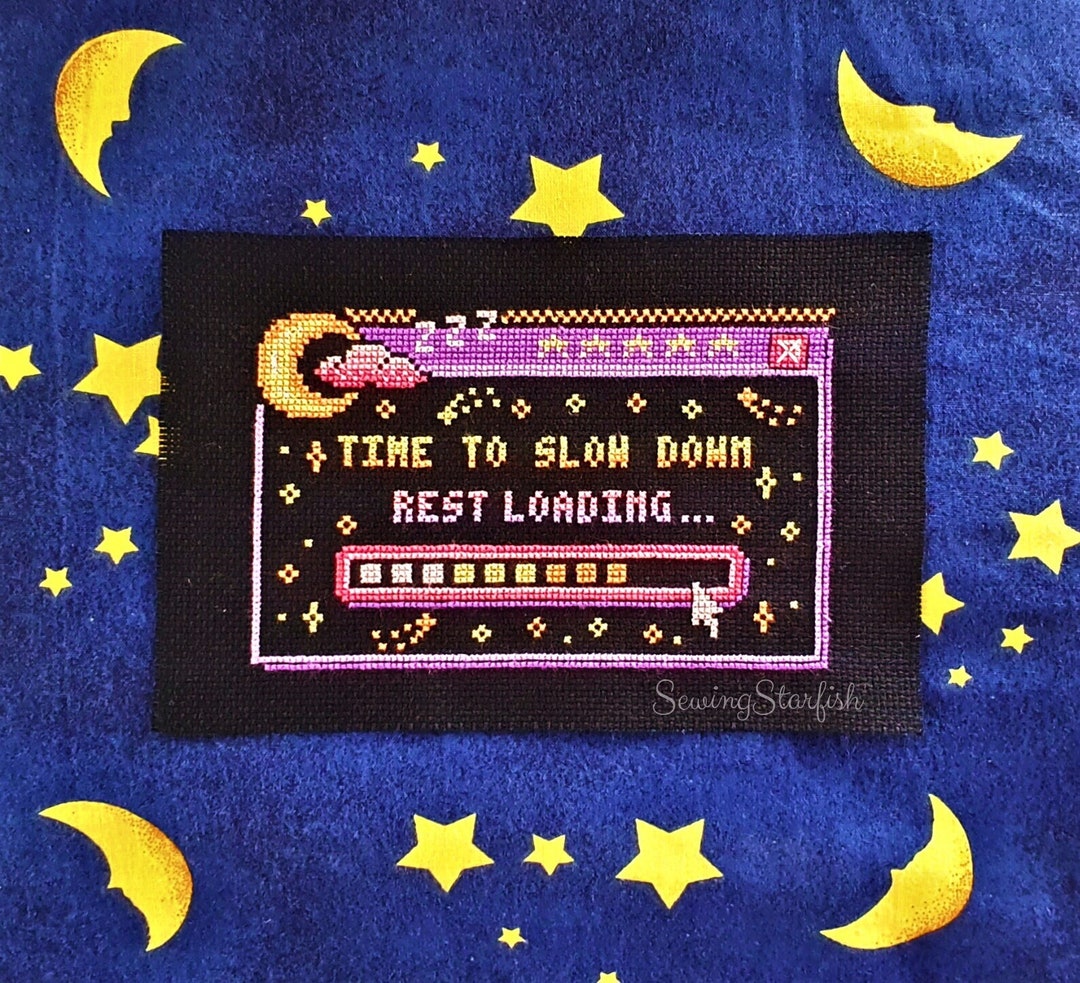 Slow Down Rest Loading... Cross Stitch Pattern Keeper PDF Printable