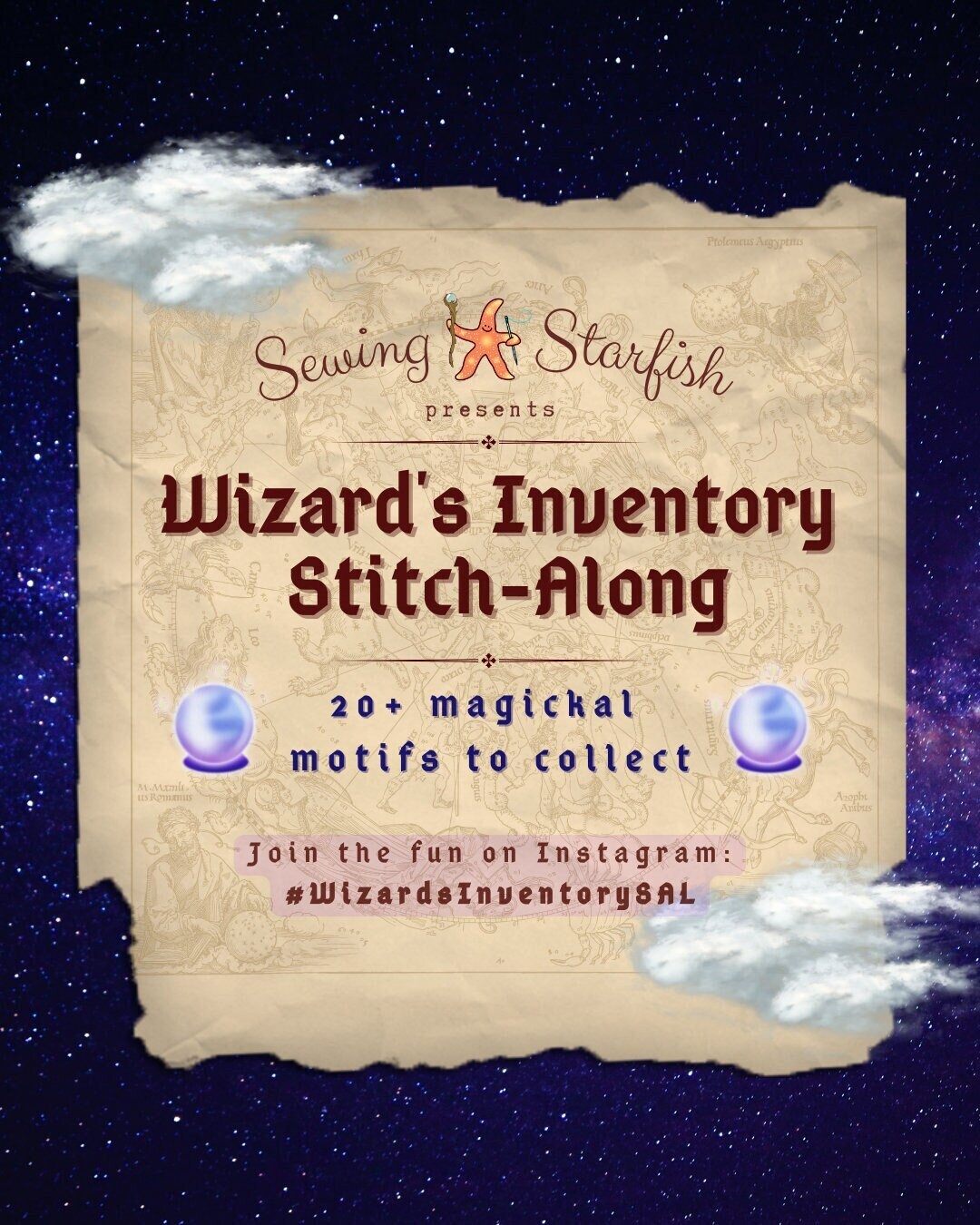 Wizard's Inventory Stitch-along complete Mystery Motif -  Sweden