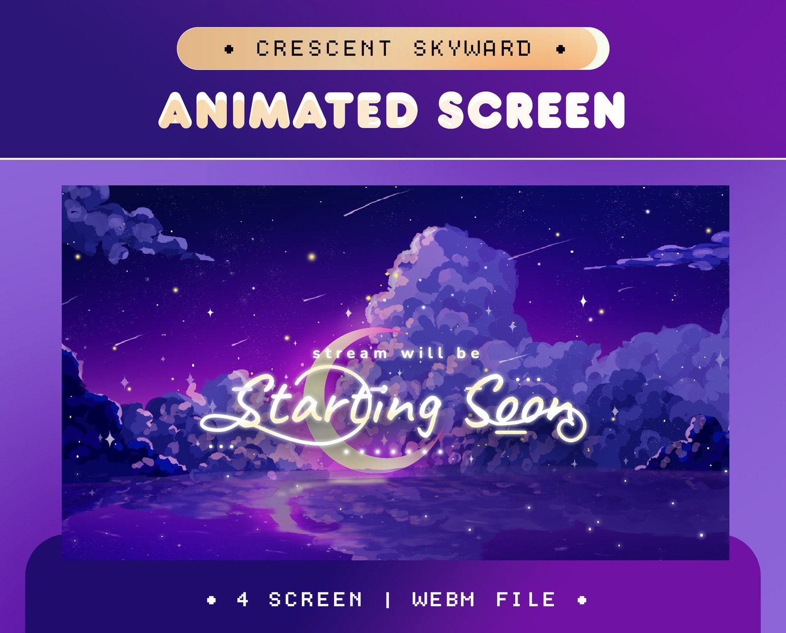 Fantasy Galaxy Stream Pack | Crescent Skyward Animated Overlay (digital ...