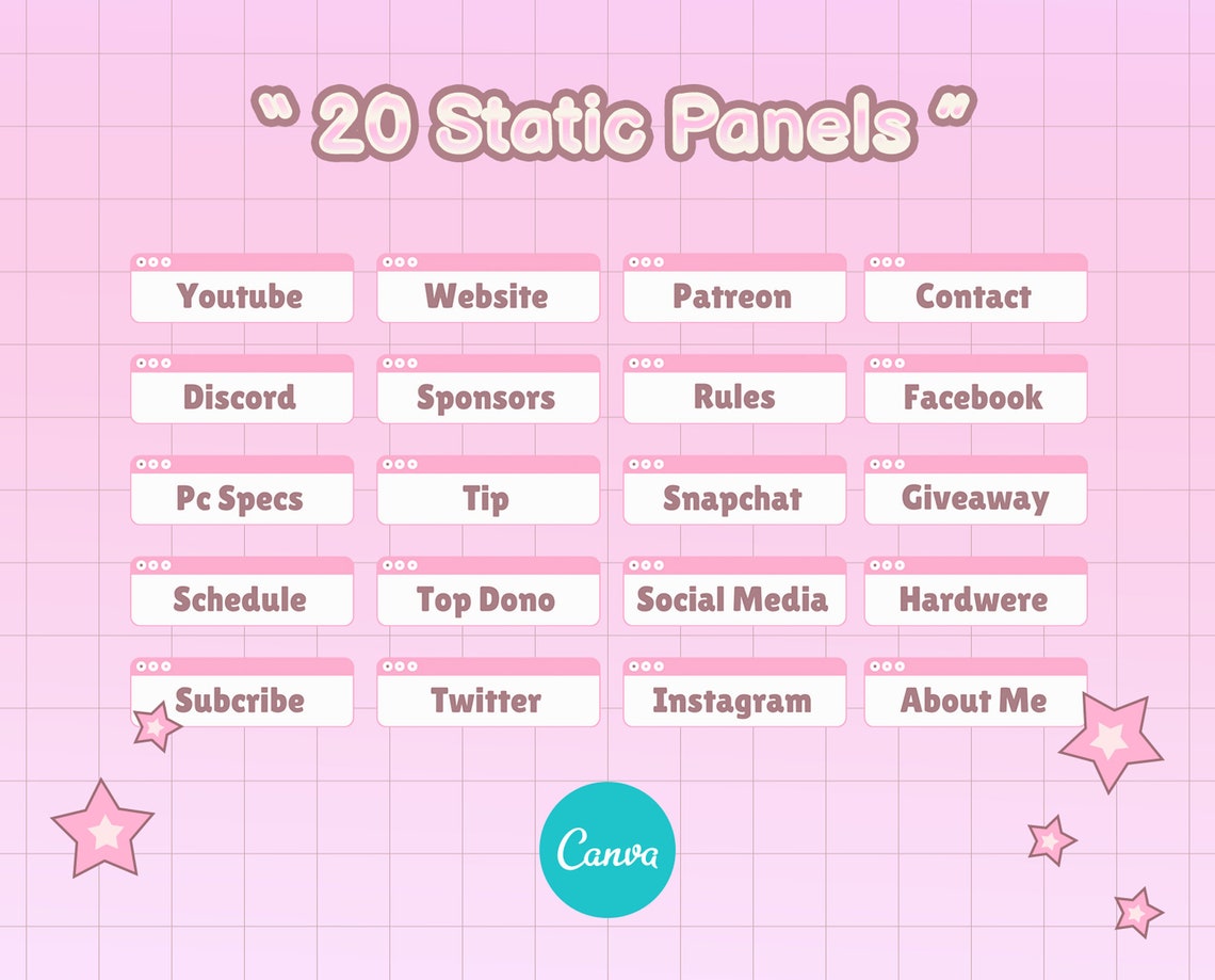Canva Twitch Overlay Template Twitch Window Cute Theme Etsy