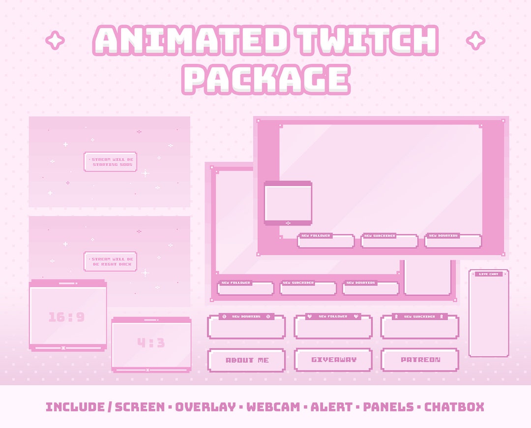 Animated Twitch Overlay Package Cute Pixel Window Overlay - Etsy