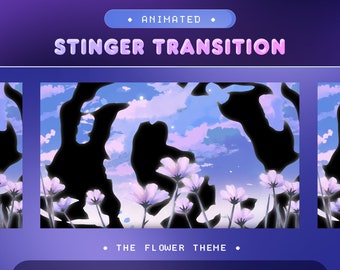 Stinger Transition Aesthetic Flower for Twitch, Kick, Youtube/Blue Transition/Cute Twitch/Stream Graphics/Cherry Blossom/Cozy