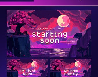 Pixel Fantasy Stream Scenes | Lunar Blossom Animated Overlay | Starting Soon BRB | Twitch TikTok YouTube