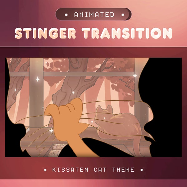 Stinger Transition Kissaten for Twitch, Kick, and Youtube/Lofi Theme/Overlay Set/Plats, Lamp, and Dusk View/Brown Color/Cozy/Kawai/Vtuber