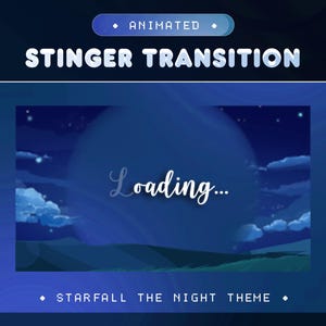 Starfall the Night Animated Stinger Transition for Twitch, Kick, YouTube/Blue Color/Transition/Animation/Slide/Aesthetic/Cloud/Sky