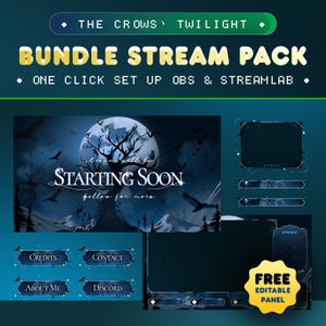The Crows Twilight Animated Stream Package for Twitch, Kick and Youtube/Stream Overlay Mystic/Forest/Dark Vibes/Halloween Theme/Scary Forest