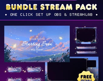 Animated Twitch Stream Overlay Pack | Clouds Sunset VTuber Alerts, Panels, Transitions