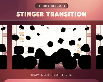 Animated Stinger Transition for Twitch, Kick and Youtube/Cozy Theme/Overlay Set/Stationery, Flower Vase, Computer Accessories/Brown/Vtuber