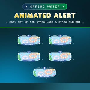 Spring Water Animated Stream Alerts for Twitch/Cozy Animated Notifications for Live Streams/Soft Aesthetic Twitch Alerts/Kawaii Water Themed