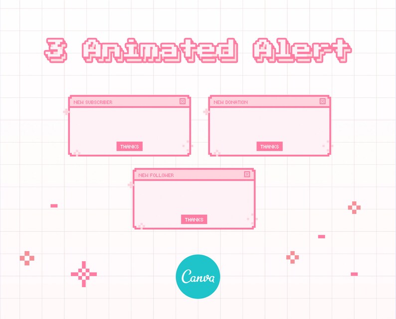 Canva Twitch Overlay Template Cute Pixel Window Overlay - Etsy