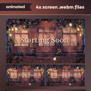 Animated Lantern Lit Cafe Stream Screens: Warm Cozy Café for Twitch and OBS/Streamlabs