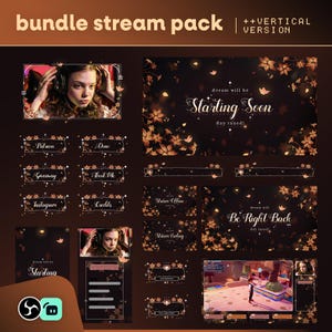 Autumn Golden Blossom Animated Stream Overlay: Cozy Floral Brown and Gold Theme for TikTok, Twitch and OBS/Streamlabs