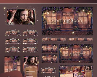 Cozy Lofi Cafe Animated Stream Overlay Pack | Twitch TikTok OBS Scenes (Digital Download)