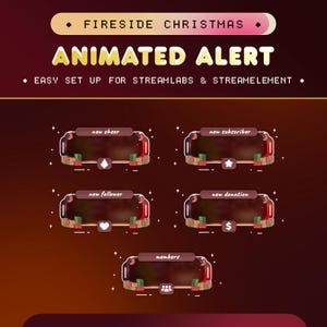 Fireside Christmas Animated Stream Alerts for Twitch/Festive Winter Twitch Alerts/Cozy Room in Christmas Stream Alerts/Notification Stream