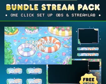 Floral Stream Overlay | Spring Water Garden Pool | Twitch Kick YouTube VTuber OBS Graphics