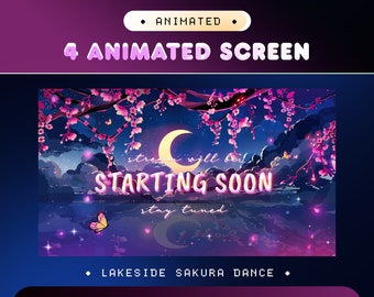 Animated Stream Screens | Lakeside Sakura Dance | BRB Offline Ending | Twitch Kick YouTube OBS VTuber