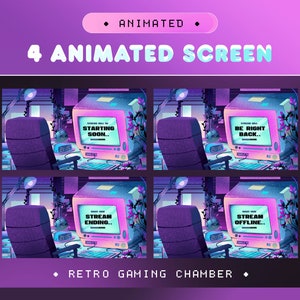 Retro Gaming Chamber Animated Screen Aesthetic for Twitch, Kick, Youtube/Cozy Theme/Lilac Overlay/Set Up Room/Vtuber Game Room/Style Anime