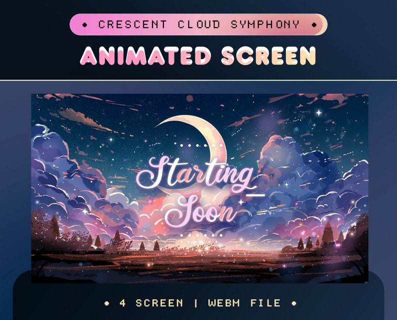 Fantasy Stream Pack | Crescent Cloud Animated Overlay (twitch, Youtube ...