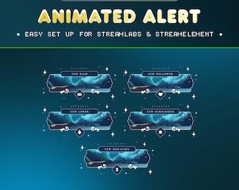 Animated Alerts | Moonlit Pier | Follow Subscribe Donate Raid | Twitch OBS Streamlabs Kick YouTube