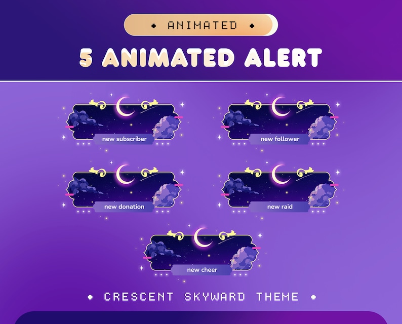 Animated Crescent Skyword Stream Alerts: Dreamy Galaxy Sky for Twitch ...