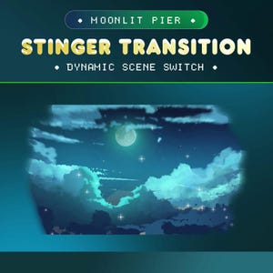 Moonlit Pier Animated Stinger Transition for Twitch/Deep Blue Tones and soft warm Twitch Transition for OBS Studio/Aesthetic Transition