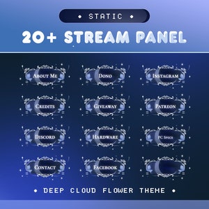 Panel Aesthetic Flower for Twitch, Kick, Youtube/Deep Cloud Theme/Alert/Transition/Moon Overlay Set/Panels/Twitch/Purple Dark Calm/Kawai