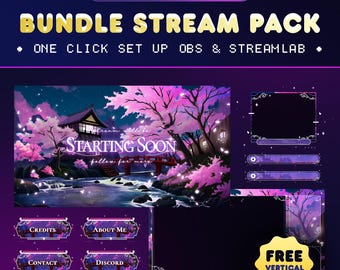 Kawaii Cherry Blossom Stream Overlay Pack | Minka River Animated Alerts, Panels, Transitions (Digital Download)
