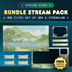 Spring View Animated Stream Overlay Package for Twitch/Soft Pastel Overlay/Cute Digital Stream Setup/Kawaii Overlay/Aesthetic Stream Layout