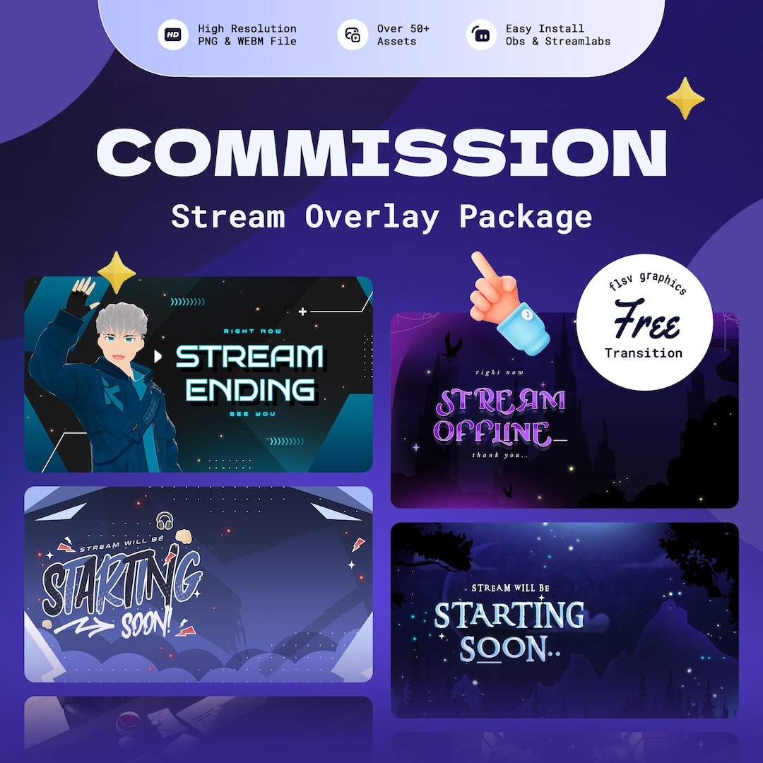 Commission Overlay Package for Vtuber & Streamer | Personalized Stream ...