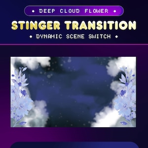 Deep Cloud Flower Stinger Transition for Twitch/Dreamy Night Stream Transition for OBS Studio/Aesthetic Blue Flower Twitch Transition