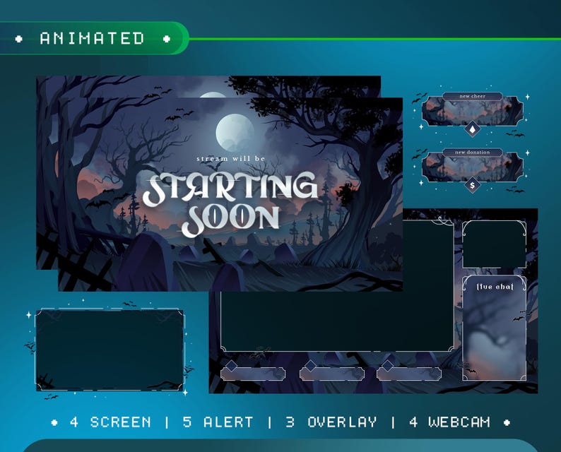 Gloomwood Cemetery Animated Stream Overlay for Twitch/halloween Twitch