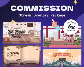 Custom Overlay Package for Vtuber & Streamer | Personalized Animated Scenes Soft Pastel | Cute Kawaii Commission | Vtuber Assets | Streaming