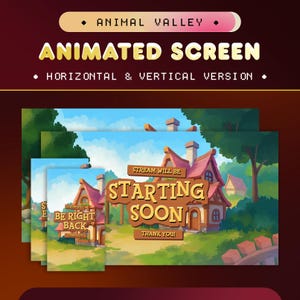 Animal Valley Animated Stream Screens for Twitch/Cozy Cottagecore VTuber Overlay/Cute Pastel Scenes/Wholesome Gaming Aesthetic/Starting Soon