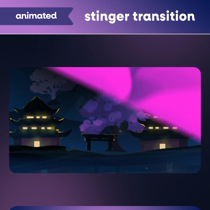 Starlit Pagoda Animated Stream Overlay Pack for Twitch, Kick, Youtube/Sakura Cherry Blossom/Japanese Theme/Aesthetic/Pink/Blue/Panels/Alerts image 9