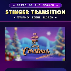 Gift of the Season Animated Stinger Transition for Twitch/Snowflakes Stream Transition for OBS Studio/Colorful Christmas Twitch Transition
