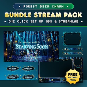 Forest Deer Charm Animated Stream Overlay Package for Twitch/Forest Aesthetic Stream Overlay/Dream Jungle Stream/Deer in Forest Overlay