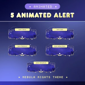 Animated Alert Celestial Nebula Night for Twitch, Kick, Youtube/Aesthetic Theme/Magic Tree Overlay/Dark Glow Color/Alert, Panel Cozy/Vtuber