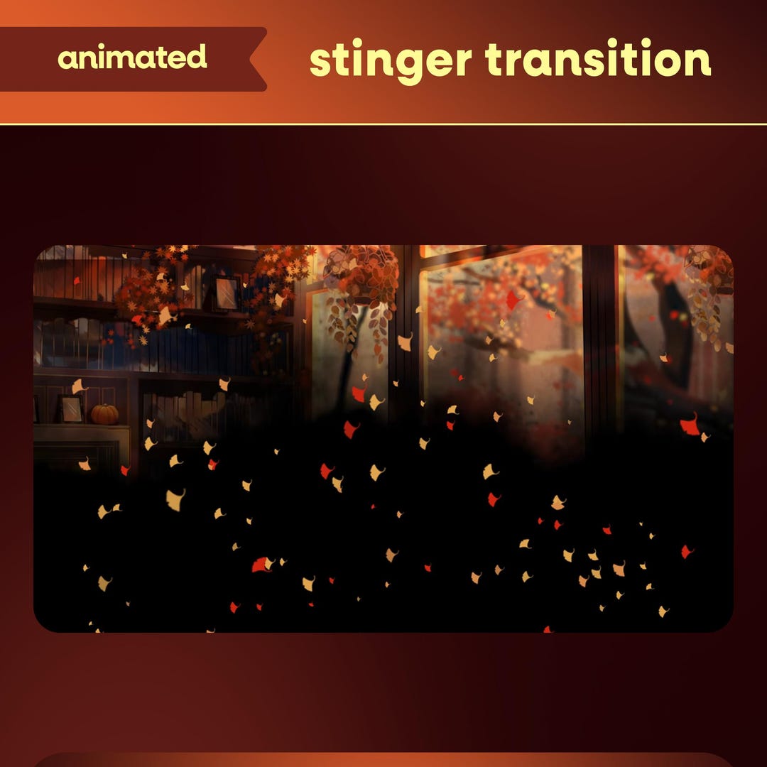Animated Cozy Autumn Library Stinger Transition: Pumpkin Warm Fall for ...