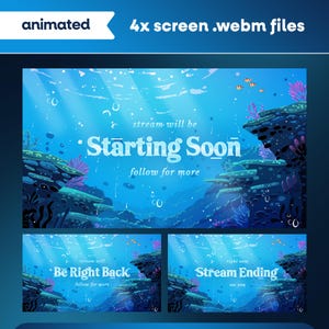 Animerade streamskärmar under vattnet: Aqua-estetiska havsvibbar för Twitch, TikTok och OBS/Streamlabs